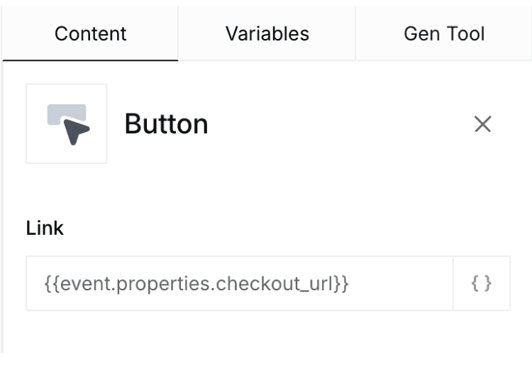 Link input field using a placeholder text for a personalized cart link.