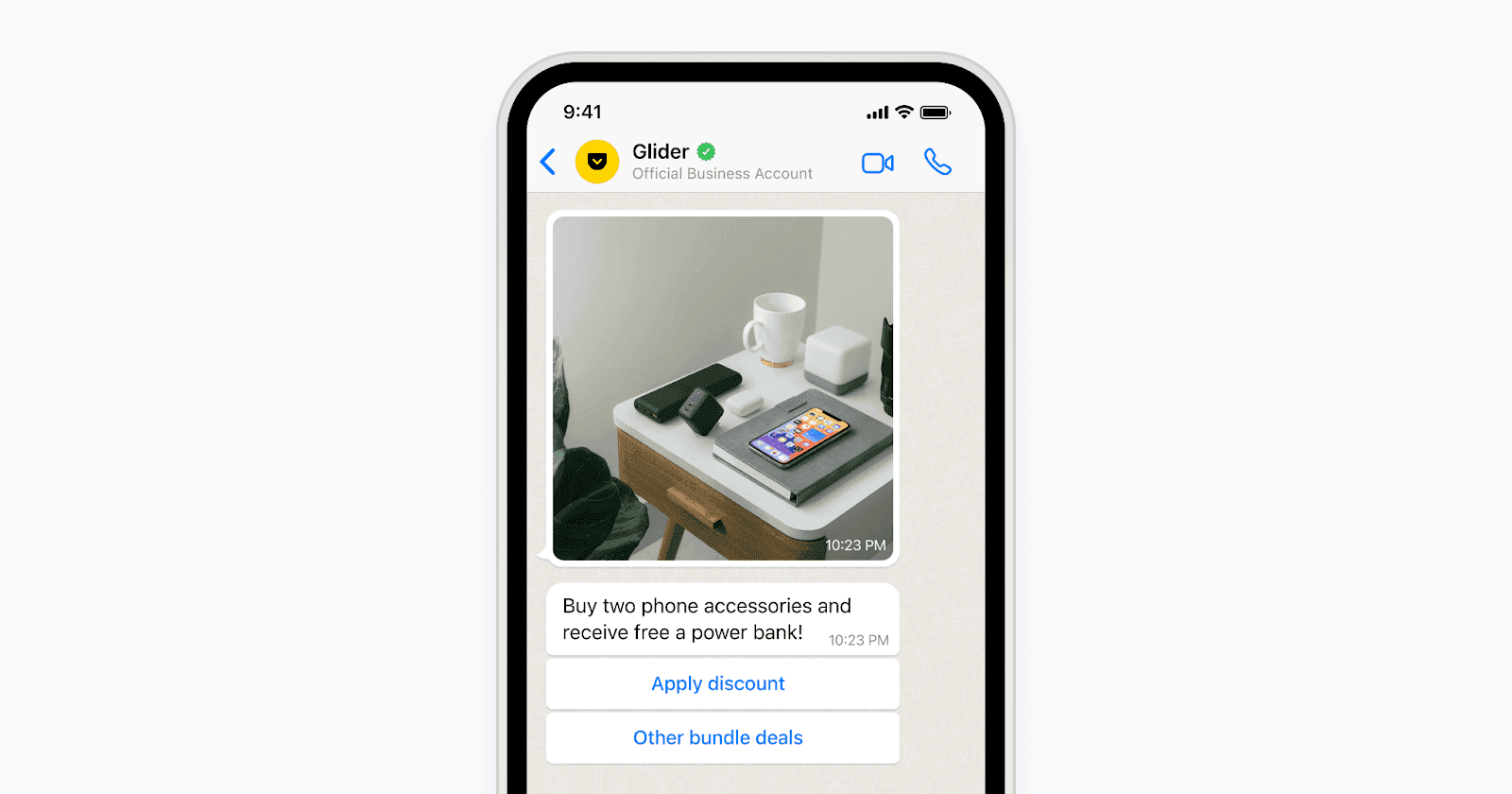 Chat with a business account.