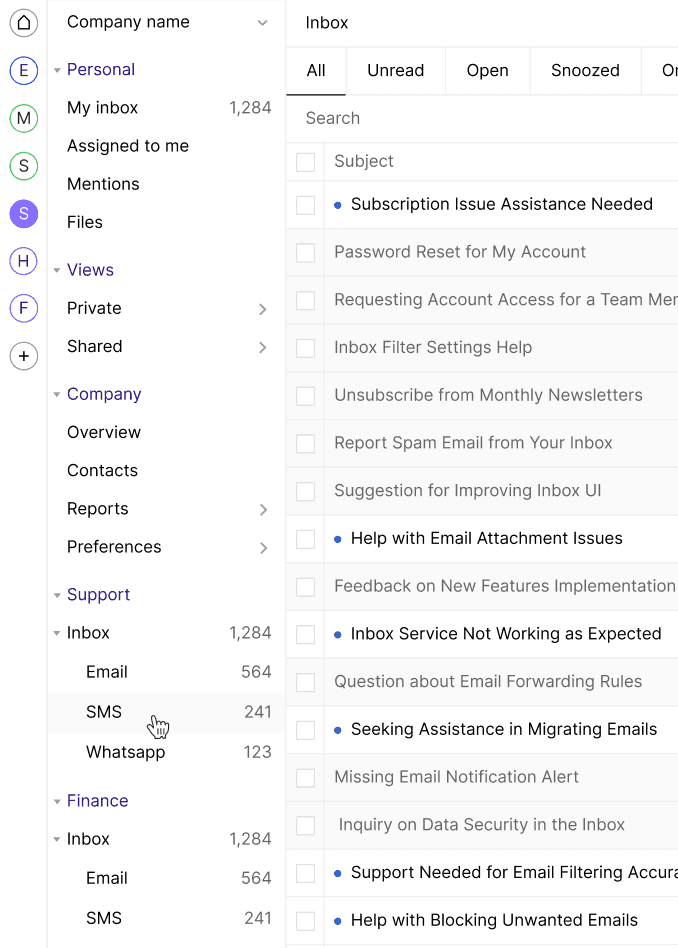 Email management interface.