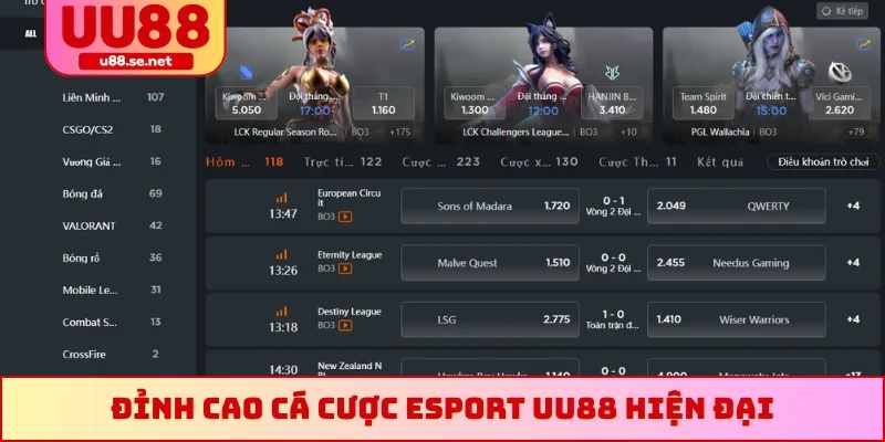 Đỉnh cao cá cược Esport UU88 hiện đại