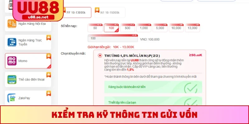 Kiểm tra kỹ thông tin gửi vốn